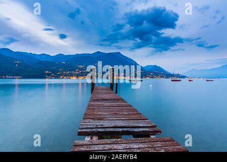 Barbarano di Salo, Italy, beautiful sunset above water at Lake Garda Stock Photo