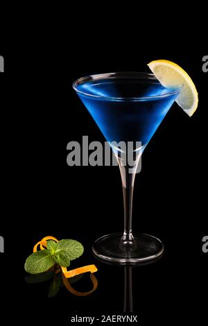 Glass of blue lagoon cocktail Stock Photo