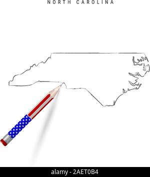 Sketch North Carolina (United States of America) letter text map, North ...