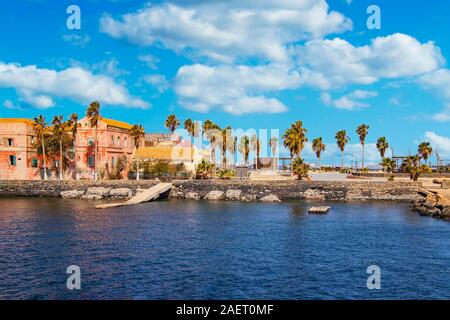 View to historic city at the Goree island in Dakar, Senegal. It is small island near Dakar. It was was the largest slave trade center on the African Stock Photo