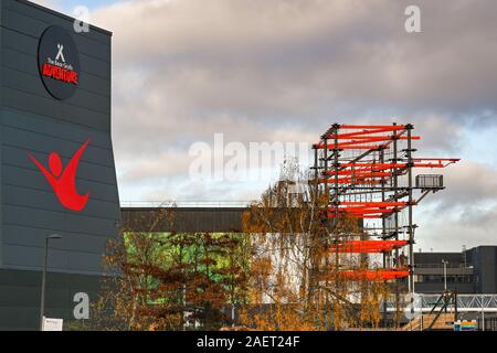 BIRMINGHAM, ENGLAND - DECEMBER 2019: Sign on the exterior of the Bear Grylls Adventure park  at the Birmingham National Exhibition Centre. Stock Photo