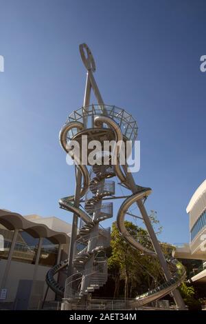 Miami, Florida - November 28, 2019: A huge double slide at Aventura Mall; Miami; designed by Belgian artist Carsten Höller Stock Photo