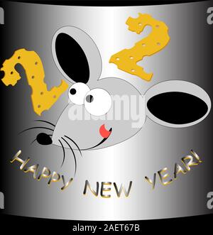 logo with a rat and 2020 on a silver background with a congratulation Stock Vector