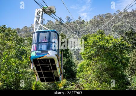 Tourists riding up Mount Monserrate by cable car , Bogot‡ , Colombia Stock Photo