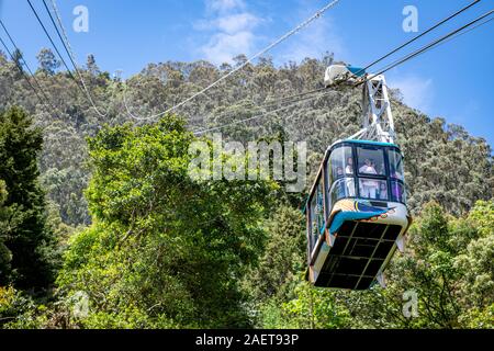 Tourists riding up Mount Monserrate by cable car , Bogot‡ , Colombia Stock Photo