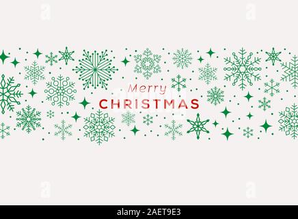 Holiday background, banner, frame, header, or greeting card design with snowflakes over white and typography. Vector Illustration. Stock Vector