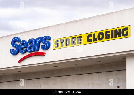 Dec 6, 2019 San Jose / CA / USA - Sears store having its store closing sale; several Sears stores are scheduled to close in the next months as result Stock Photo