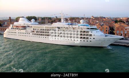 SILVER CLOUD cruise ship moored in Venice, Italy Stock Photo