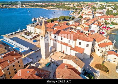 Umag. Aerial view of historic landmarks in town of Umag, Istria region of Croatia Stock Photo