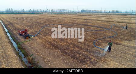 People use water pipes to guide water from the rivers at the north part ...
