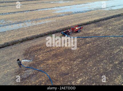 People use water pipes to guide water from the rivers at the north part ...