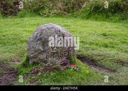Grave marker in the Culloden Battlefield near Inverness, Scotland Stock Photo