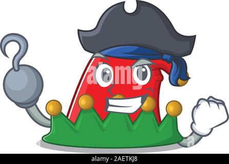 one hand Pirate elf hat mascot cartoon style Stock Vector