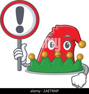Cartoon style of elf hat with sign in his hand Stock Vector