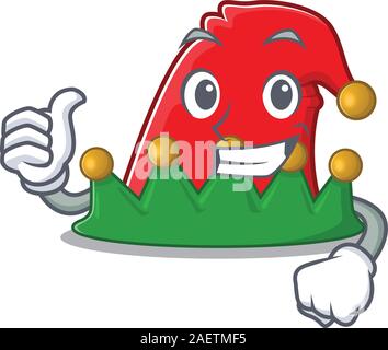Cartoon of elf hat making Thumbs up gesture Stock Vector