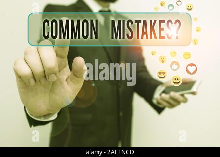 Handwriting text Common Mistakes question. Conceptual photo repeat act or judgement misguided or wrong Stock Photo