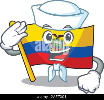 Mascot of Cute flag ecuador Sailor cartoon character Stock Vector