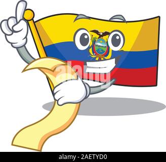 Cute flag ecuador cartoon character with menu ready to serve Stock Vector