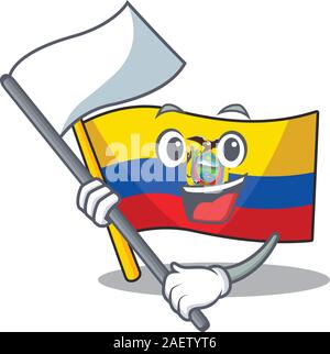 cute flag standing with flag ecuador cartoon character style Stock Vector