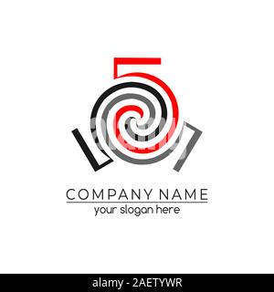 Letter 5, 555 logo icon design template elements. Elegant rich logo. Stock Vector