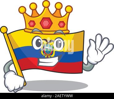 King Indonesian flag ecuador on cartoon character mascot design Stock Vector