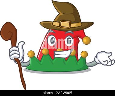 Happy Halloween Witch elf hat cartoon character style Stock Vector