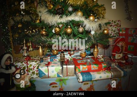 presents under the Christmas tree Stock Photo