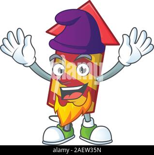 Red stripes fireworks rocket mascot cartoon style as an Elf Stock Vector
