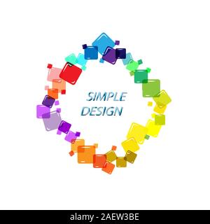 Frame of multi-colored squares for design with place for text. Flat style. Isolated on a white background. Stock Vector