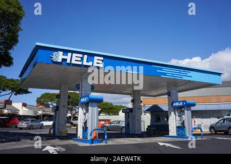 The HELE gas station in Kailua-Kona on the Big Island, Hawaii, seen on Friday, Nov 29, 2019. Stock Photo