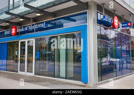 A Bank of Montreal (BMO) branch in Vancouver, BC, Canada, seen on Friday, Oct 12, 2019. Stock Photo