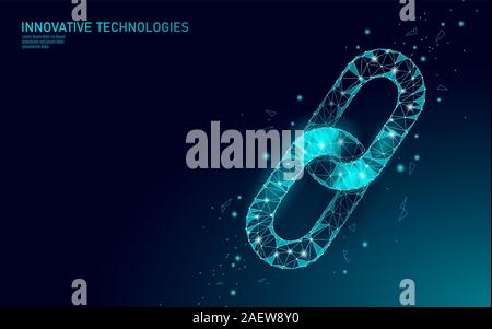 Blockchain business symbol concept. Chain connection network finance information security. 3D low poly polygonal geometric design. Global technology e Stock Vector