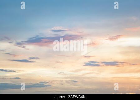 Beautiful sunset sky background or Landscape sunset. sunset with clouds. Beautiful reflection of the sun on the clouds. Stock Photo