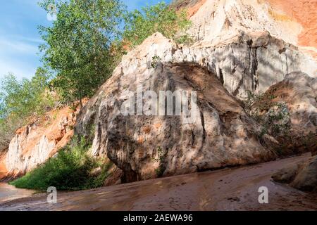 beautiful creek fairies with red and white sandstone in Mui Ne, Vietnam. Stock Photo