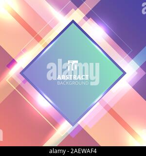 Abstract technology background diagonal geometric square bright color overlapping with lighting effect. Vector illustration Stock Vector