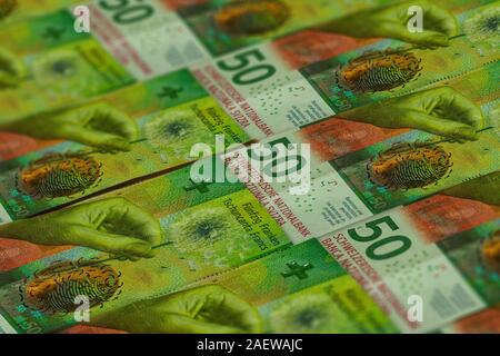 CHF. Swiss francs banknotes background. Money of Switzerland. Zurich Stock Photo