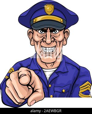 Mean Angry Cartoon Police Man Cop in Shades Stock Vector Art ...