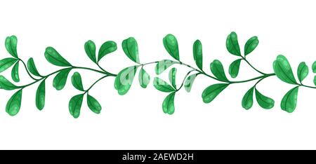 Liana seamless pattern. Jungle vines plant with green leaves. Stock Vector