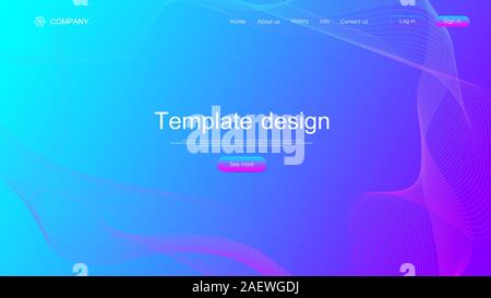 Website template design. Asbtract scientific background with colorful dynamic waves, hexagonal innovation pattern. Modern landing page for websites or Stock Vector