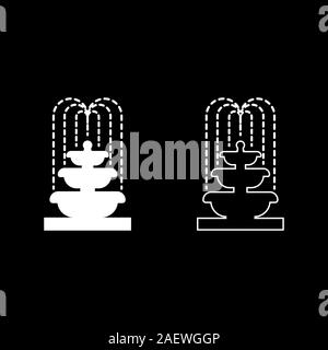 Fountain Tier of Water icon outline set white color vector illustration flat style simple image Stock Vector