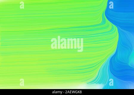 colorful modern soft curvy waves background design with pastel green, dodger blue and khaki color. Stock Photo