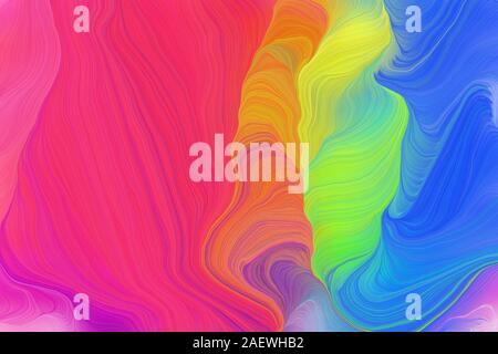 colorful elegant curvy swirl waves background design with royal blue, moderate pink and dark khaki color. Stock Photo