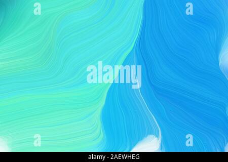 colorful modern soft swirl waves background illustration with turquoise, dodger blue and deep sky blue color. Stock Photo