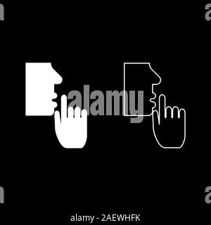 Keep silence concept Man shows index finger quietly Person closed his ...