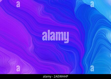 colorful modern soft swirl waves background design with royal blue, blue violet and dodger blue color. Stock Photo
