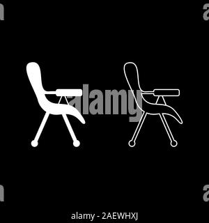 Feeding chair icon outline set white color vector illustration flat style simple image Stock Vector