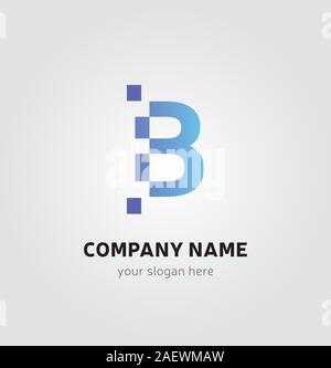 Single Logo - B Letter with Pixels for Technology Consulting Company Business Logo Stock Vector