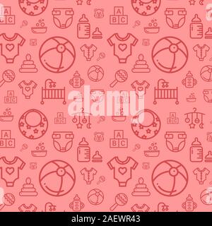 Simple line pattern with baby, feeding, care, toys icons for web, print and graphic design 1 Stock Vector