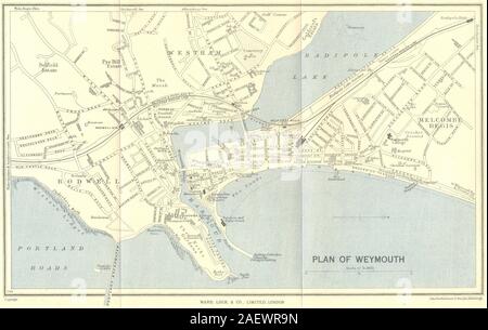 WEYMOUTH vintage town/city plan. Dorset. WARD LOCK 1947 old vintage map ...