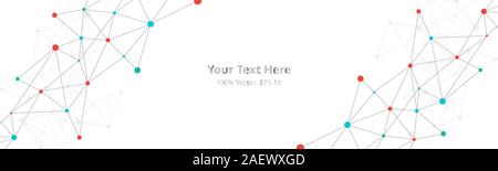 Futuristic crypto blockchain illustration. Vector global creative social network. Abstract polygonal background with lines and dots Stock Vector